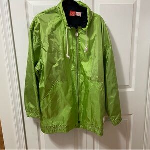Liz Claiborne Liz & Co Womens Rain Jacket Size L Lined Zip/Pockets Bright Green